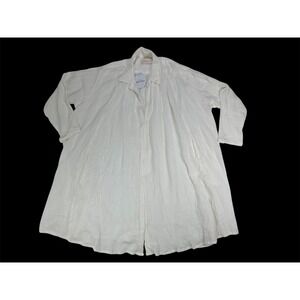 Myrah Penaloza White Linen Cotton Gauze Oversized Button Down Tunic Shirt Dress